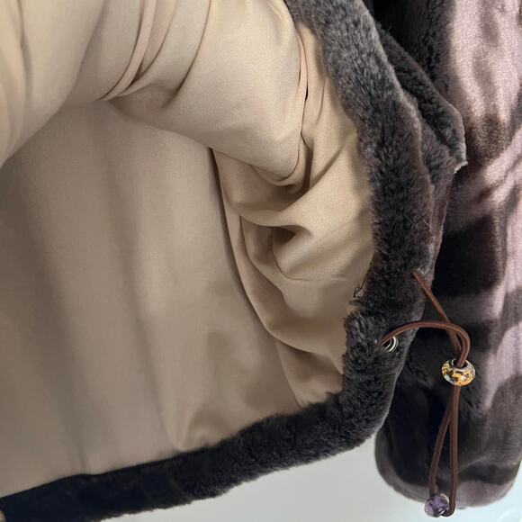 BROWN FAUX FUR HOODIE - Picture 3 of 5